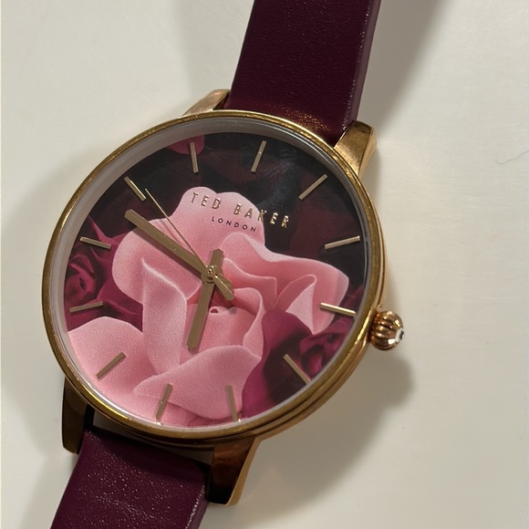 Ted Baker London analog Women's Quartz Watch - Rose Print Dial Leather - Picture 2 of 9